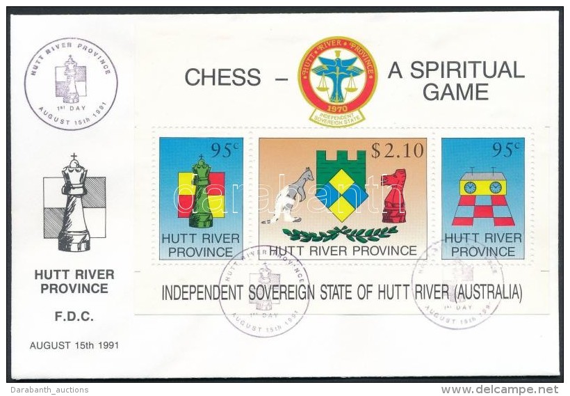 Hutt River Province 1991 Sakk Blokk FDC-n, A Kenguru Félig Fehér - Otros & Sin Clasificación