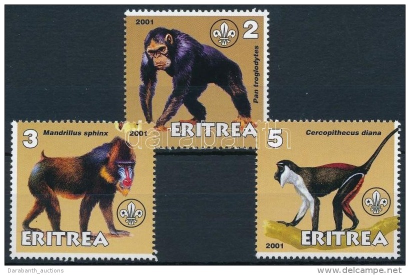 ** Eritrea 2001 Majom Sor 3 értéke - Autres & Non Classés
