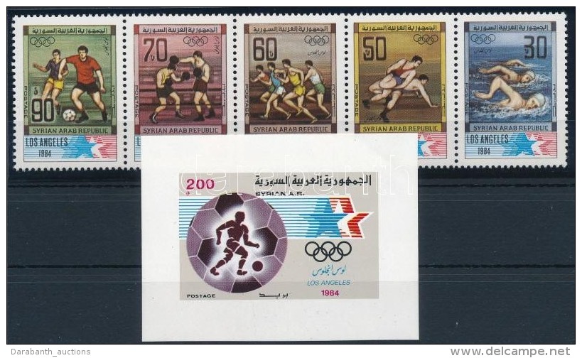 ** 1984 Nyári Olimpia Sor ötöscsíkban Mi 1594-1598 + Blokk Mi 64 - Autres & Non Classés