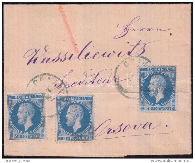 1877 3 X 10b Levélen 'CRAIOVA' - 'ORSOVA' (regiszterhajtás / Folded) - Autres & Non Classés