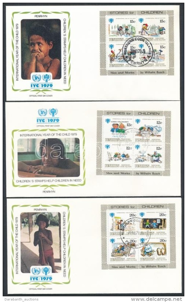 1979 Nemzetközi Gyermekév Blokksor Mi 14-16 I 3 Klf FDC - Other & Unclassified