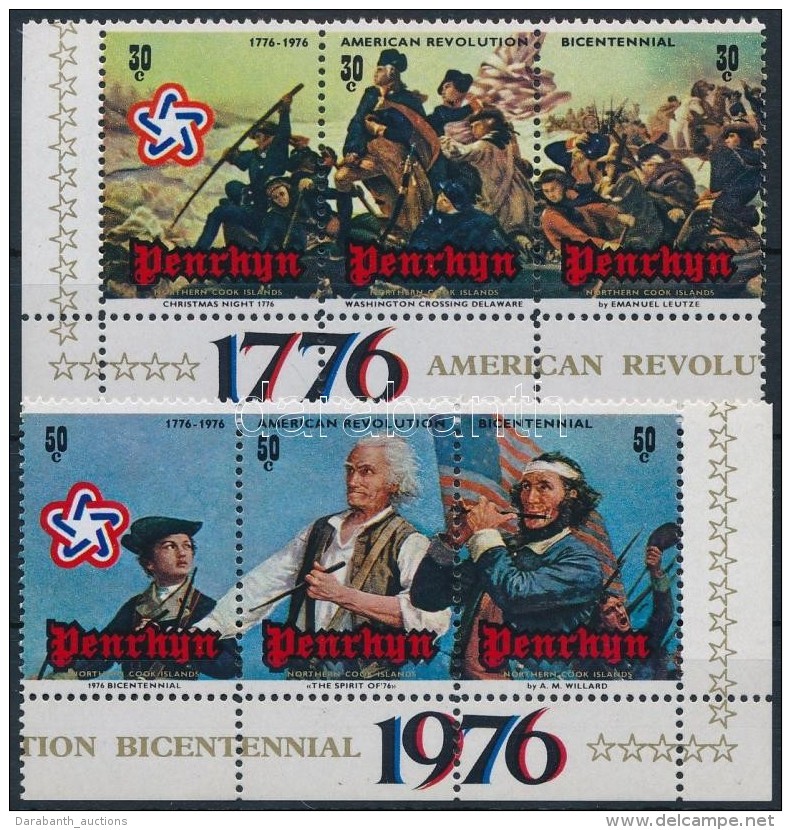 ** 1976 200 éves Az Amerikai Függetlenség Sor ívsarki 3-as Tömbökben Mi 73-78 - Autres & Non Classés