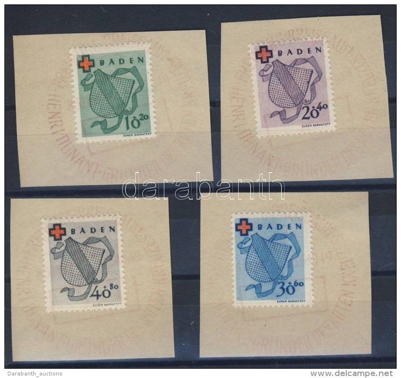 Baden 1949 Mi 42-45 Kivágásokon Alkalmi Bélyegzéssel / On Cuttings With Special... - Other & Unclassified