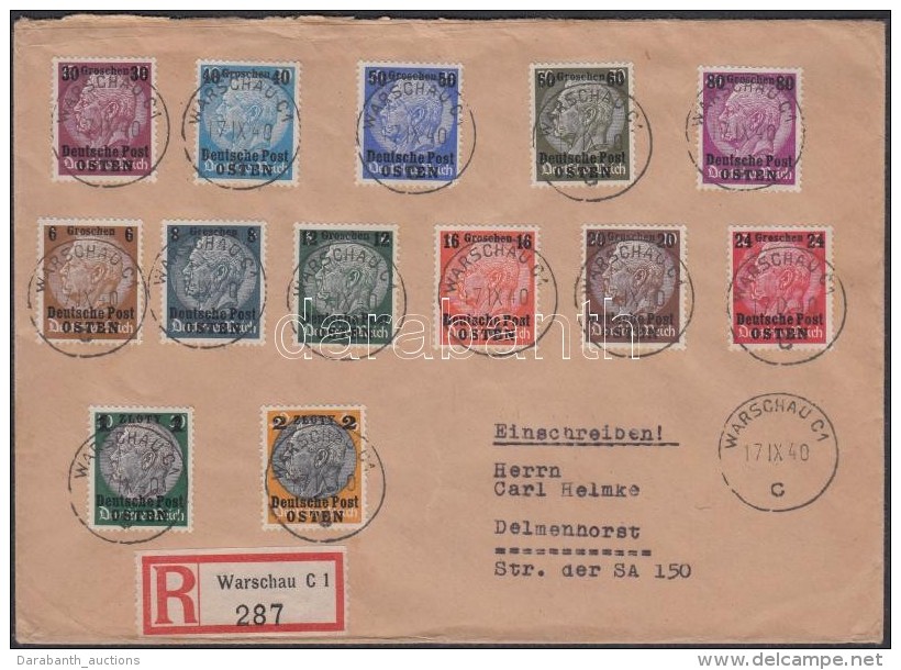 ** Generalgouvernement 1939 Mi 1-13 Postatiszta + Ugyanaz Ajánlott Levélen - Autres & Non Classés