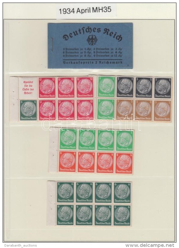 ** 1934 Bélyegfüzet Mi 35 Lapokra Szedve / Booklet Panes Of Stamp Booklet Mi 35 (Mi EUR 900.-) - Autres & Non Classés