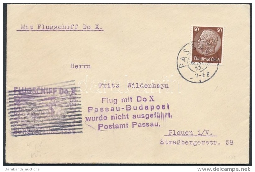 1933 A Dornier Do. X Elmaradt Budapesti Repülésére Feladott Levél / Cover Mailed For The... - Autres & Non Classés