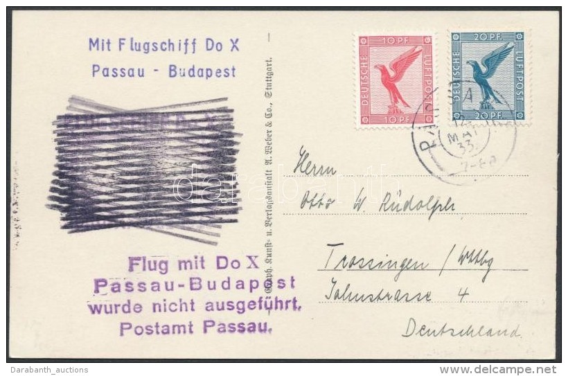 1933 A Dornier Do. X Elmaradt Budapesti Repülésére Feladott Képeslap / Postcard Mailed... - Andere & Zonder Classificatie