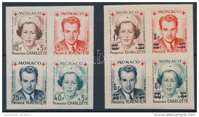 ** 1949-1951 Mi 397-400 + 451-454 Vágott összefüggések /
Imperforate Blocks Of 4 - Other & Unclassified