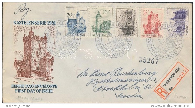 1951 Mi 570-574 Ajánlott Futott FDC-n Hátulján Többféle Bélyegzés - Otros & Sin Clasificación