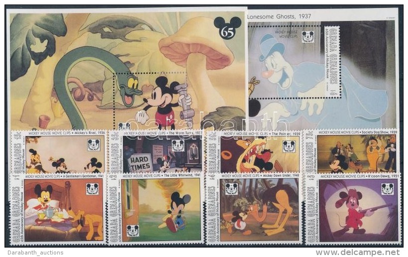 ** 1993 Walt Disney,  65 éves Miki Egér Sor Mi 1795-1804 + Blokk 287, 288 - Autres & Non Classés