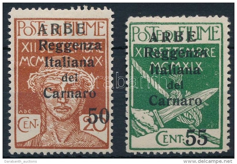 * Carnaro-sziget 1920 Forgalmi Mi 24-25 II (betapadás, Törés / Gum Disturbance, Folded) - Other & Unclassified