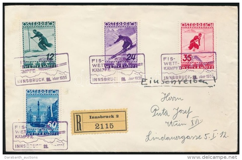 1936 FIS Sor Ajánlott Levélen Alkalmi Bélyegzéssel / FIS Set On Registered Cover With... - Autres & Non Classés