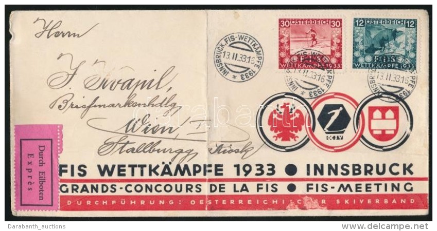 1933 Expressz Levél FIS Bélyegekkel és Alkalmi Bélyegzéssel / Express Cover With... - Otros & Sin Clasificación