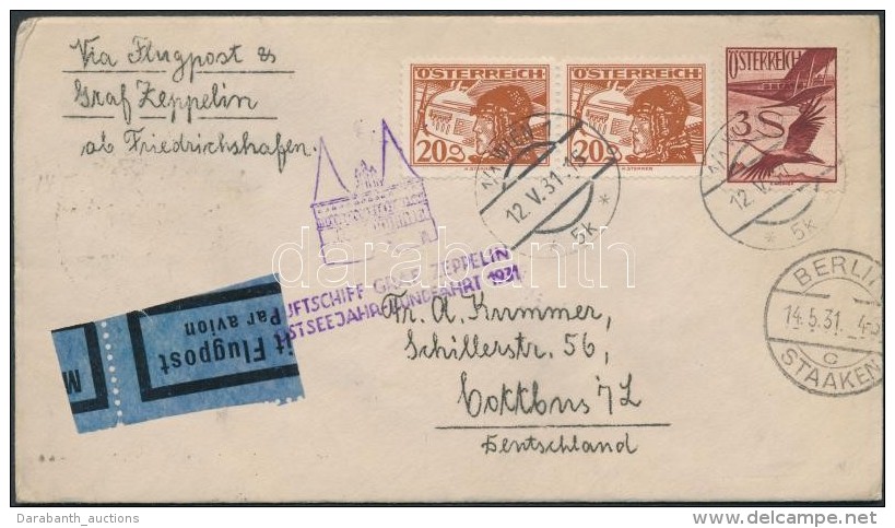 1931 Zeppelin Levél Bécs-Friedrichshafen-Berlin-Lübeck / Zeppelin Cover... - Autres & Non Classés