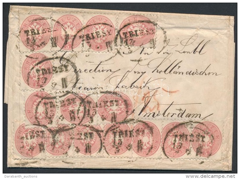 1867 Levél Hollandiába 15 X 5kr Bérmentesítéssel, 25c Portóval / Cover To... - Other & Unclassified