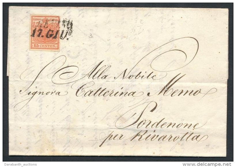1857 15kr I. Tip. Levél 'TREVISO' - Pordenone - Sonstige & Ohne Zuordnung