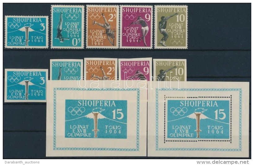 ** 1962 Nyári Olimpia 1964, Tokió (I) Sor Mi 657-661 AB + Fogazott és Vágott Blokk Mi 8... - Otros & Sin Clasificación