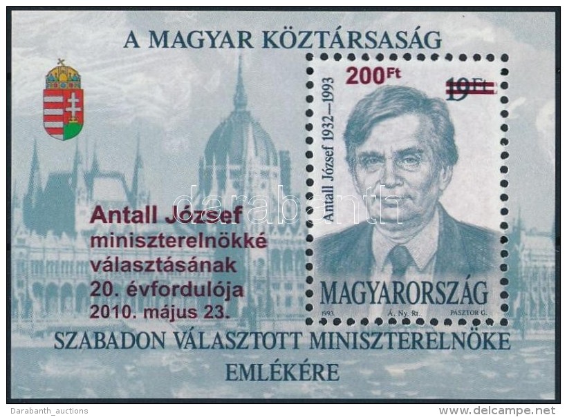 ** 2010 Antall József Felülnyomott Blokk (4.000) - Otros & Sin Clasificación