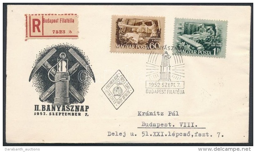 1952 Bányásznap (I.) Sor Ajánlott FDC-n - Sonstige & Ohne Zuordnung