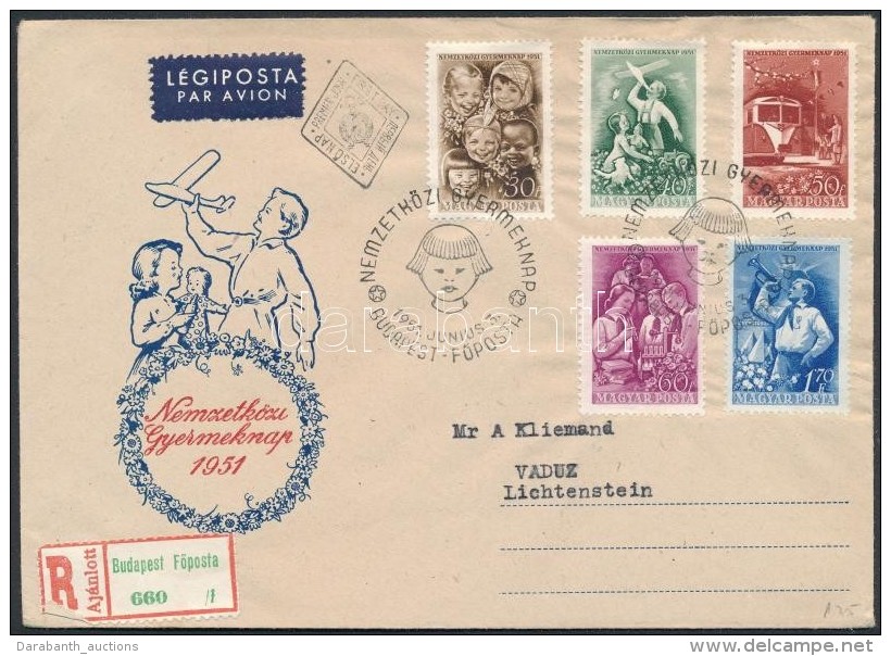 1951 Gyermek (II.) Sor Ajánlott Légi FDC-n - Other & Unclassified