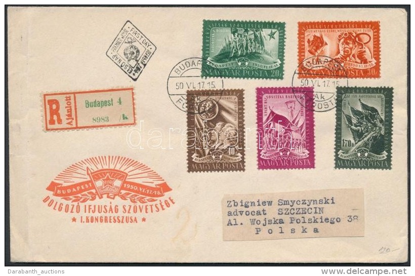 1950 DISZ (I.) Sor Ajánlott FDC-n - Other & Unclassified