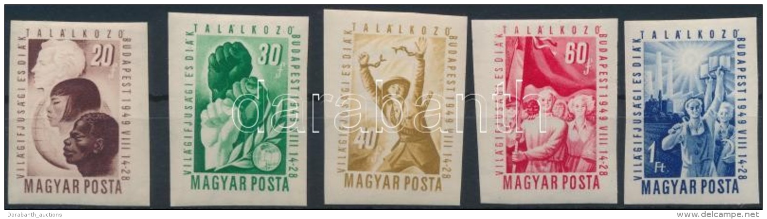 * 1949 VIT (I.) Vágott Sor (20.000) / Mi 1048-1052 Imperforate Set - Sonstige & Ohne Zuordnung