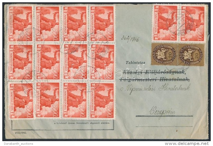 1946 (12. Díjszabás) Levél 40 X 3000P + 2 X 20ezerP Bérmentesítéssel /... - Other & Unclassified