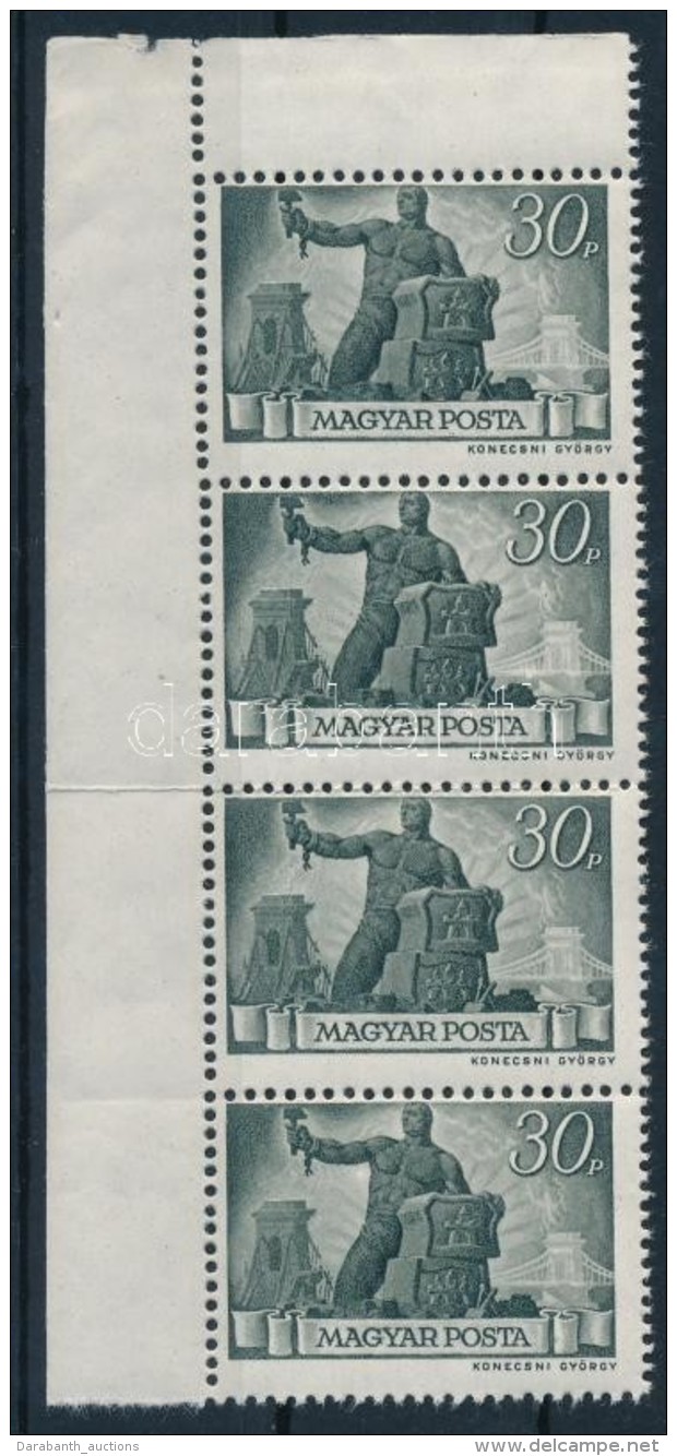 ** 1945 Újjáépítés 30P Elfogazott ívsarki Négyescsík - Autres & Non Classés