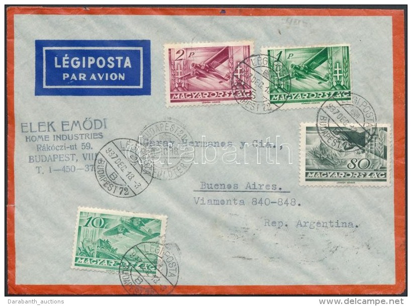 1937 Légi Levél Argentínába / Airmail Cover To Argentina 'BUDAPEST' - 'BUENOS AIRES' - Otros & Sin Clasificación