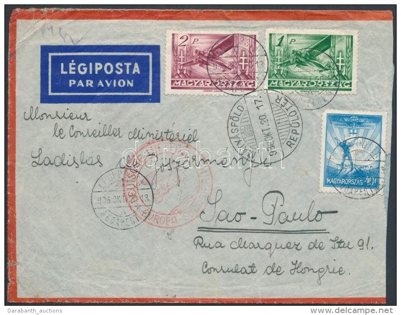 1936 Légi Levél Brazíliába / Airmail Cover To Brasil 'BUDAPEST' - 'BERLIN' - 'SAO... - Autres & Non Classés