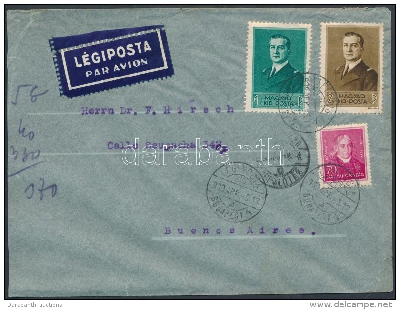 1933 Légiposta Levél / Airmail Cover 'BUDAPEST' - Buenos Aires - Other & Unclassified