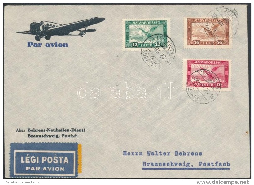 1932 RepülÅ‘ (I) Sor 3 Klf értéke 12f-20f Légi Levélen Németországba - Autres & Non Classés