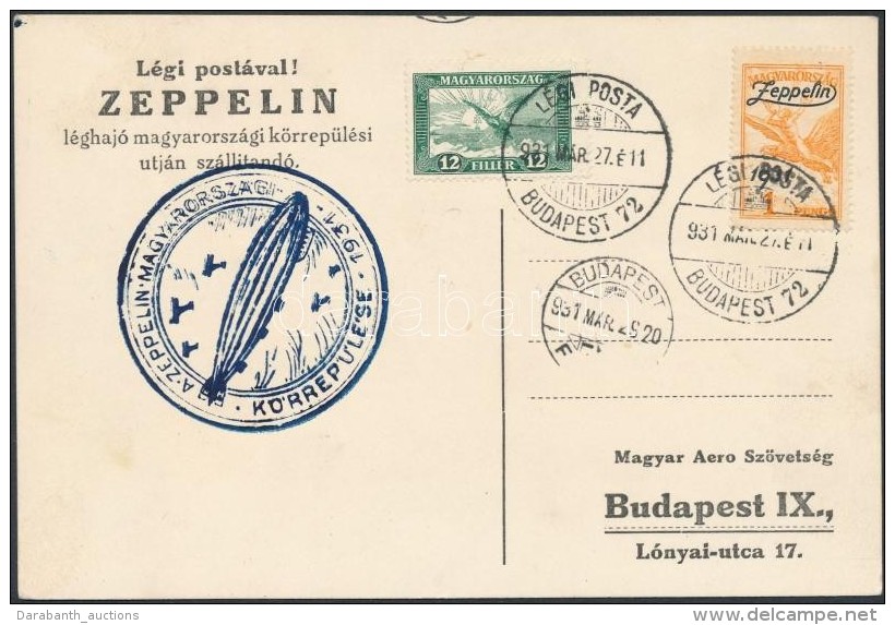 1931 Zeppelin Magyarországi Körrepülés LevelezÅ‘lap  / Zeppelin Round Flight Postcard With... - Autres & Non Classés