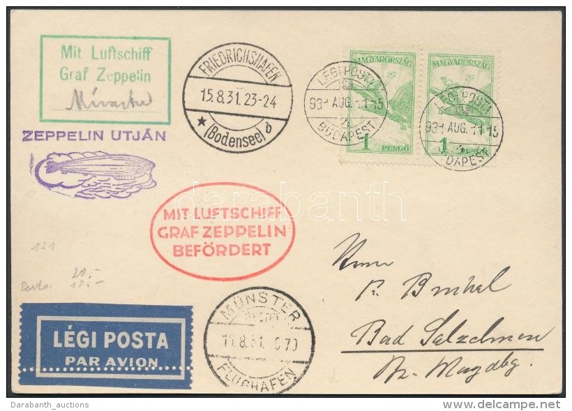 1931 Zeppelin Münsteri útja LevelezÅ‘lap / Zeppelin Flight To Münster, Postcard - Autres & Non Classés