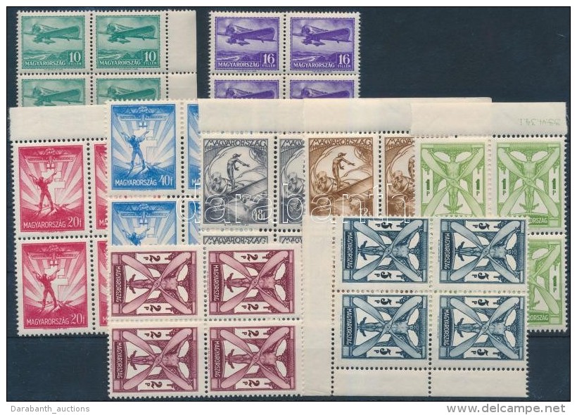 ** 1933 RepülÅ‘ Sor Négyes Tömbökben / Mi 502-510 Blocks Of 4 - Other & Unclassified