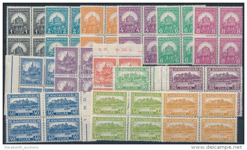 ** 1928 PengÅ‘-fillér (II) A Sor Négyestömbökben / Mi 441-454 Block Of 4... - Otros & Sin Clasificación