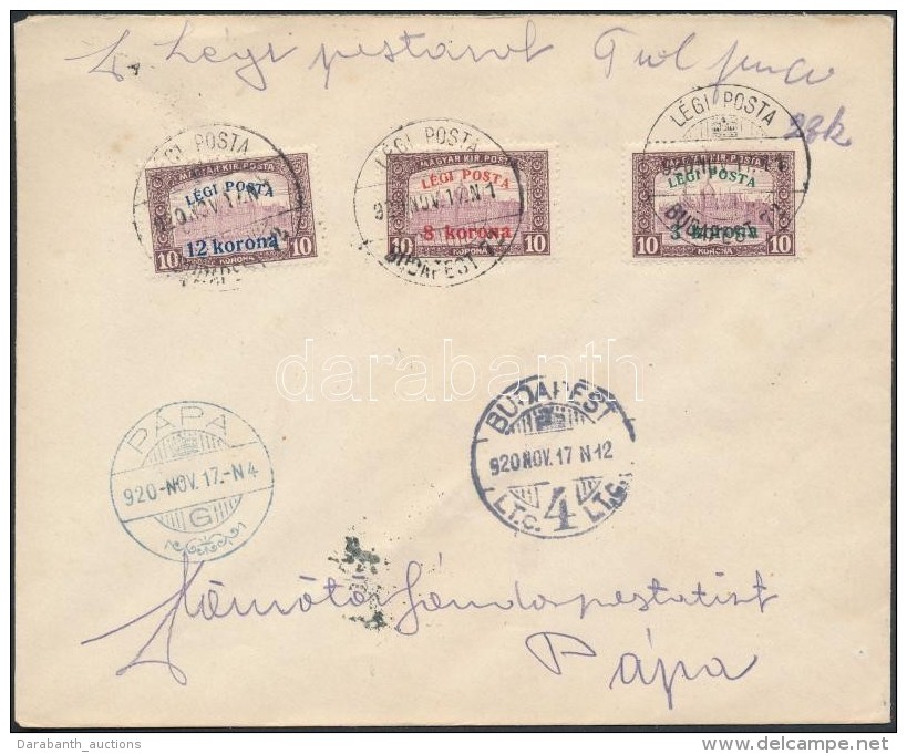 1920 Légi Posta Sor Levélen Budapest - Pápa - Other & Unclassified