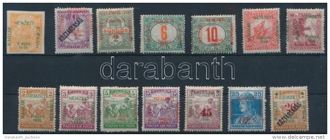 ** * Szeged 1919 14 Klf Bélyeg (23.450) / 14 Different Stamps. Signed: Bodor (5kr Postatiszta / Mint Never... - Autres & Non Classés