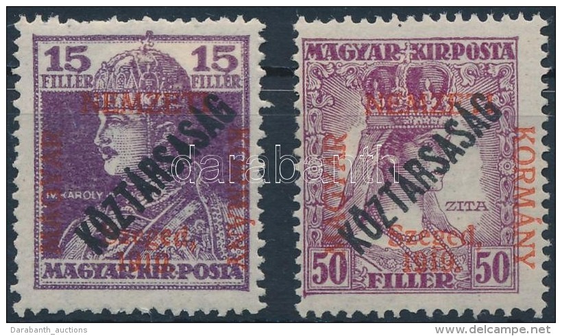 * Szeged 1919 Károly/Köztársaság 15f + Zita/Köztársaság 50f (7.000) /... - Other & Unclassified