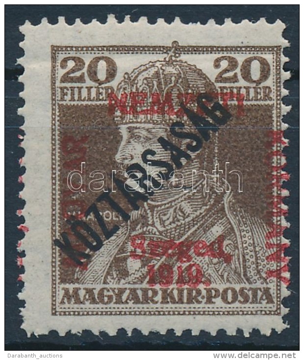 ** Szeged 1919 Károly/Köztársaság 20f Bodor Vizsgálójellel (25.000) - Other & Unclassified