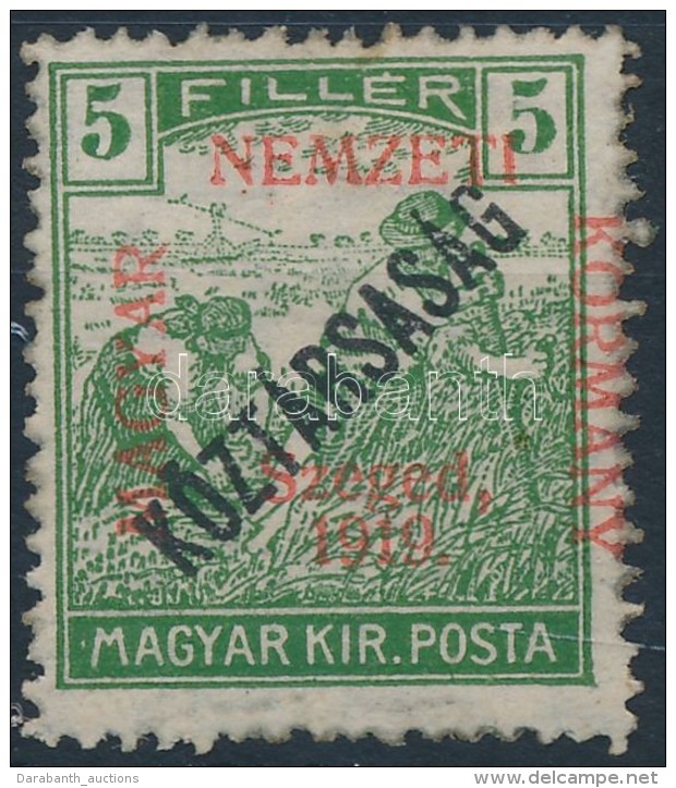 * Szeged 1919 Arató/Köztársaság 5f (7.500) / Mi 29 Signed: Bodor (apró... - Sonstige & Ohne Zuordnung