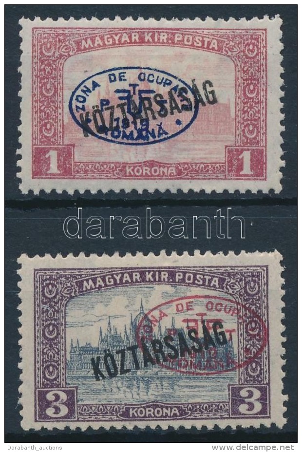 * Debrecen I. 1919 Parlament/Köztársaság 1K + 3K Piros Felülnyomással (6.500) / Mi... - Autres & Non Classés