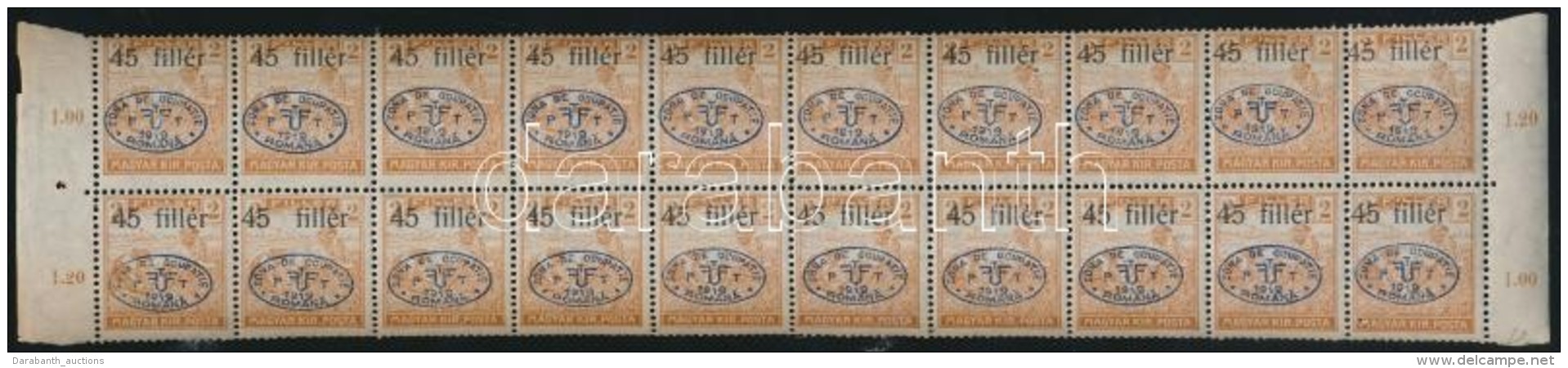 ** Debrecen I. 1919 Arató 45f/2f 20-as Tömbben (32.000) / Mi 25 Block Of 20. Signed: Bodor - Andere & Zonder Classificatie