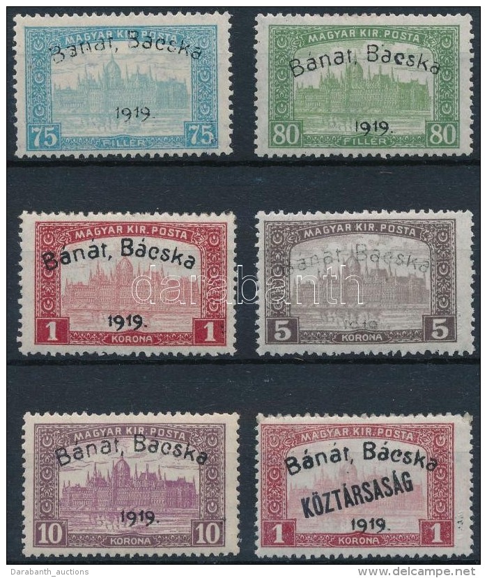 * Bánát-Bácska 1919 6 Db Parlament Bélyeg Bodor Vizsgálójellel - Other & Unclassified