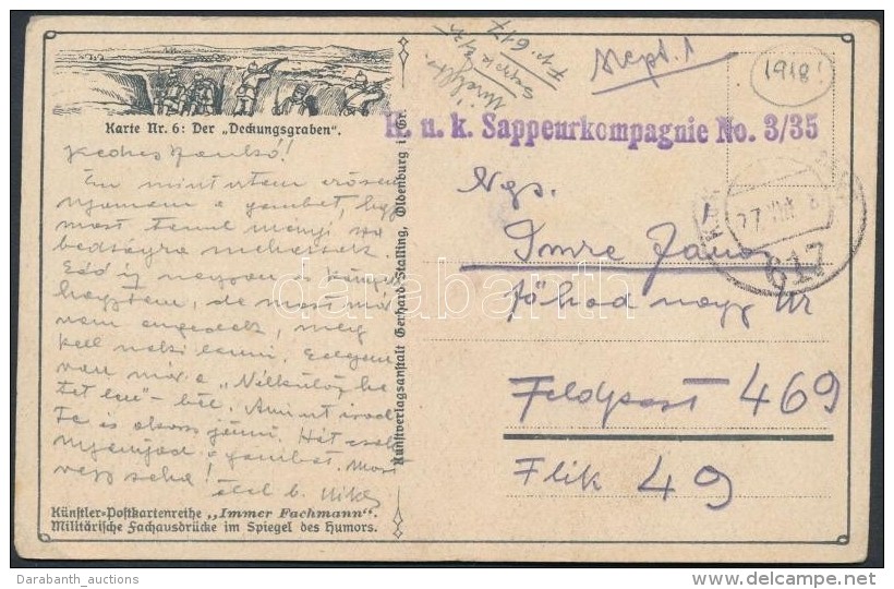 1918 Tábori Posta Képeslap 'K.u.k. Sappeurkompagnie No. 3/35' + 'FP 617' - Sonstige & Ohne Zuordnung