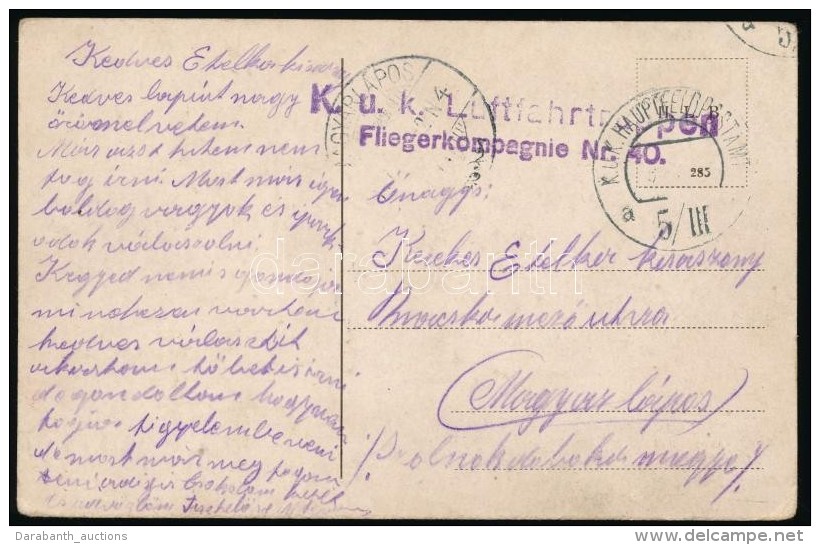1917 Képeslap / Postcard 'K.u.k. Luftfahrtruppen Fliegerkompagnie Nr. 40.' + 'HFP 5/IIIa' - Sonstige & Ohne Zuordnung