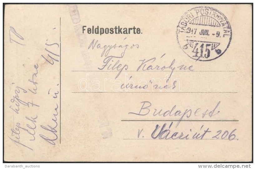 1917 Tábori Posta LevelezÅ‘lap / Field Postcard 'M.kir. 7. Honvéd Tábori ágyus Ezred' +... - Autres & Non Classés