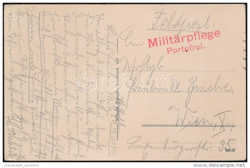 1915 Tábori Posta Képeslap 'Militärpflege Portofrei' - Autres & Non Classés