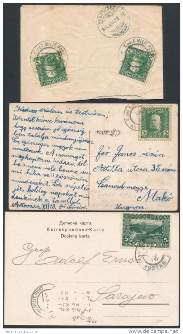 Bosznia-Hercegovina 1910-1914 3 Klf Küldemény - Sonstige & Ohne Zuordnung