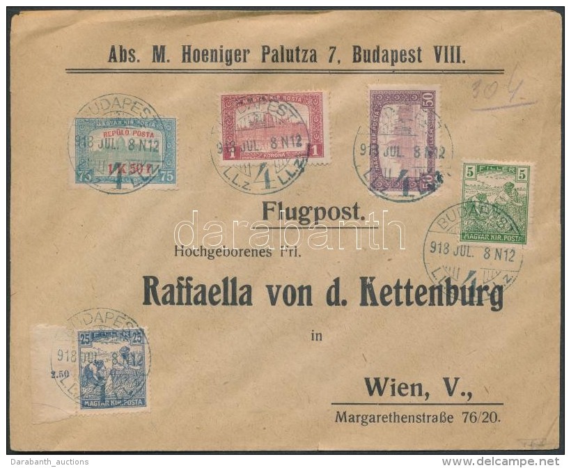 1918.07.08. Légi Levél Bécsbe / Airmail Cover To Vienna - Autres & Non Classés